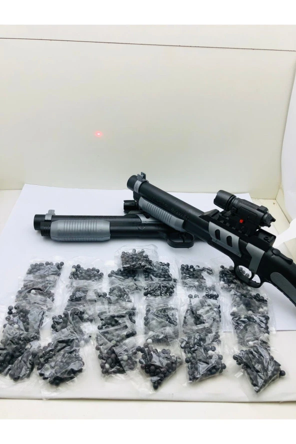 Boncuk Atan 2 Adet Lazerli Pompalı Tüfek Ve 25 Paket - 3