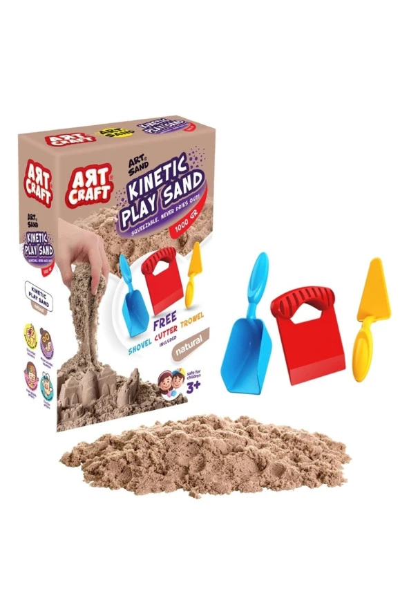 Eğitici Kinetik  Kum Aksesuarlı Kinetik Oyun Kumu (1000 Gr.)  Art Sand Kumu-KAHVE