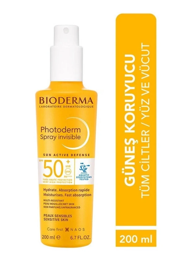 Photoderm Spray SPF50+ Tüm Ciltler için Sprey Formda Yüksek Korumalı Güneş Kremi 200 ml