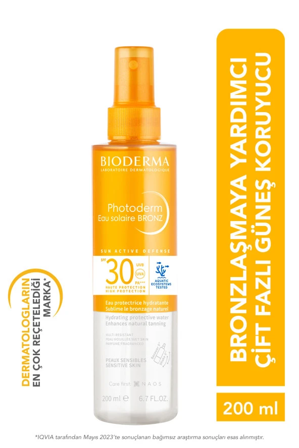 Photoderm Bronz Sun Protective Water SPF30 Bronzlaştırıcı Güneş Koruyucu Yüz, Vücut, Saç 200 ml