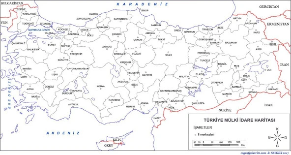 a3 boy türkiye mülki idare haritası 10 adet