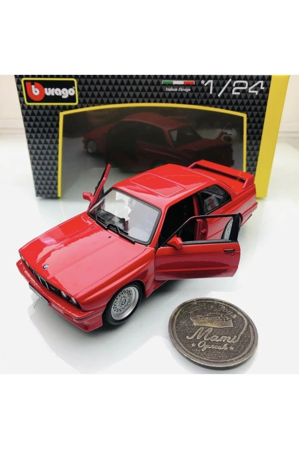 Yeni - New 1988 BMW M3 (E30) Red 1:24 Ölçek Burago Marka - 6