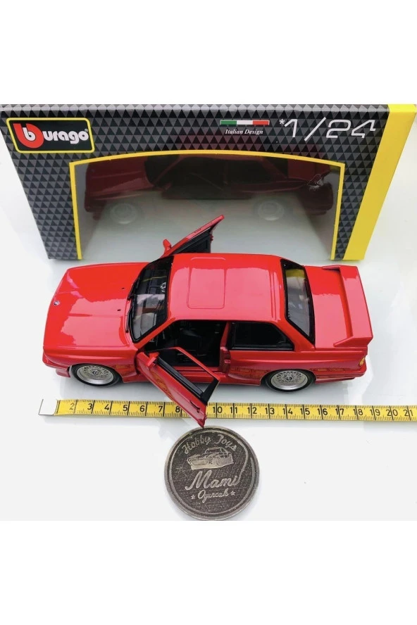 Yeni - New 1988 BMW M3 (E30) Red 1:24 Ölçek Burago Marka - 8