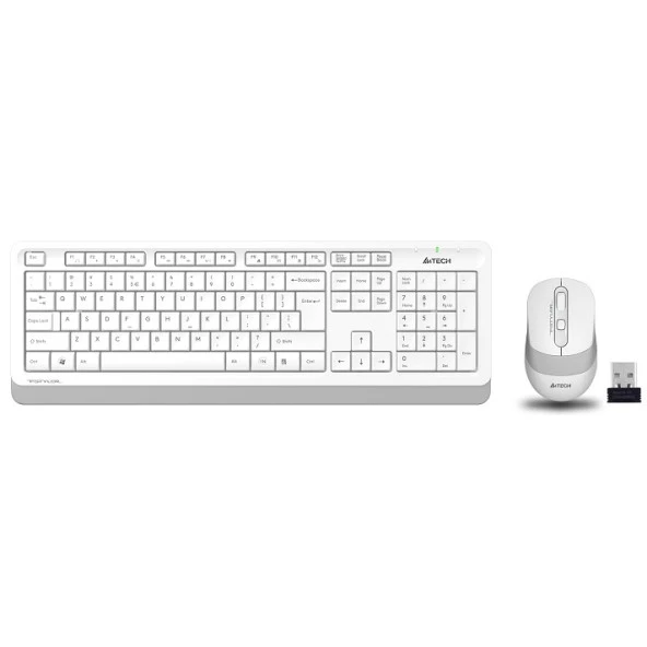 A4 TECH FG1010 Kablosuz Q Trk Optic Mouse Beyaz/Gri Multimedya Klavye - Mouse Set - 1