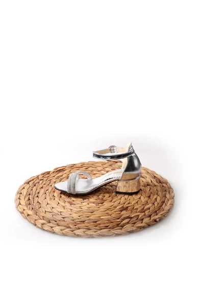 Sema 02858 Kız Çocuk Topuklu Düğünlük Abiye Taşlı Sandalet Ayakkabı - 3