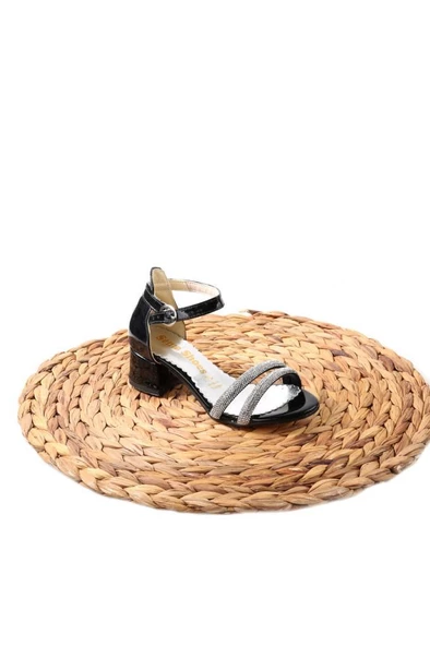 Sema 02858 Kız Çocuk Topuklu Düğünlük Abiye Taşlı Sandalet Ayakkabı - 10