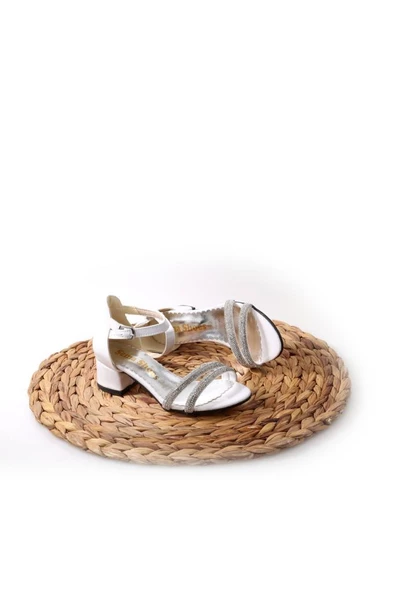 Sema 02858 Kız Çocuk Topuklu Düğünlük Abiye Taşlı Sandalet Ayakkabı - 9