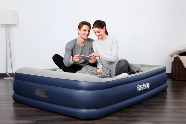 Bestway 67630 Elektrikli Delux Çift Kişilik Şişme Yatak 203X152X46 Cm - 1