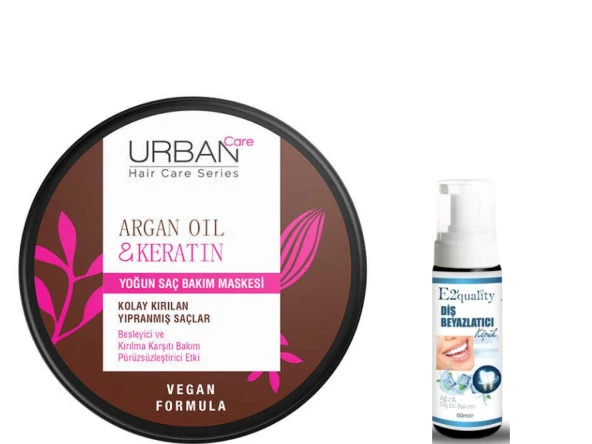 Argan Oil & Keratin Yoğun Saç Bakım Maskesi - Diş Beyazlatıcı Köpük Hediye