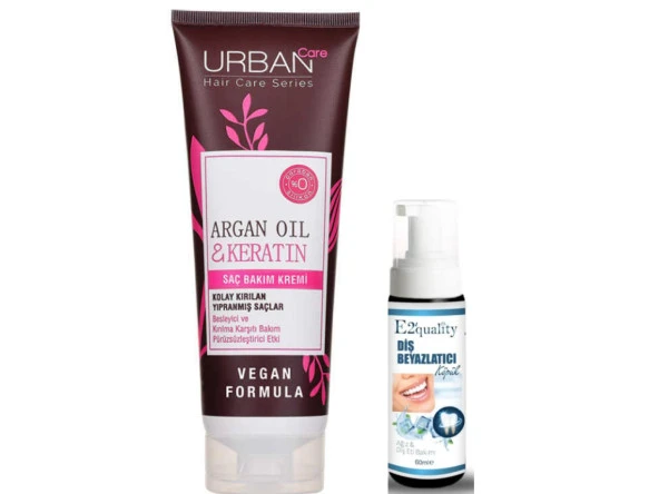 Argan Oil & Keratin Saç Bakım Kremi - Diş Beyazlatıcı Köpük Hediye