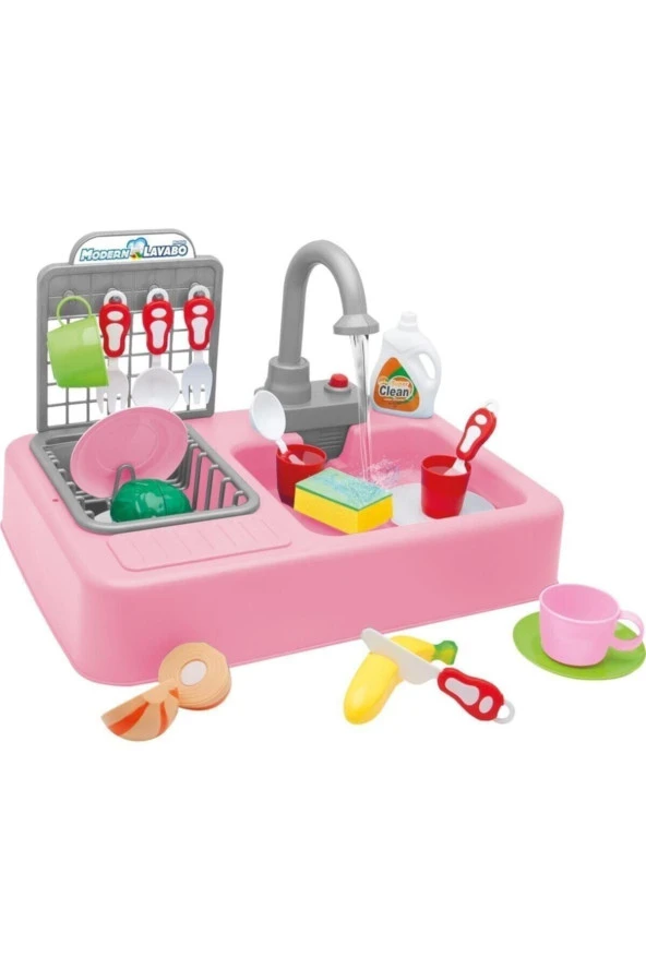 30 Parça Modern Lavabo Oyuncak Iq Geliştirici Oyuncak Sulu Bulaşık Seti
