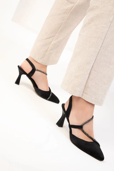 Feles Şerit Taş Biyeli Topuklu Kadın Abiye Ayakkabı - Resim 20