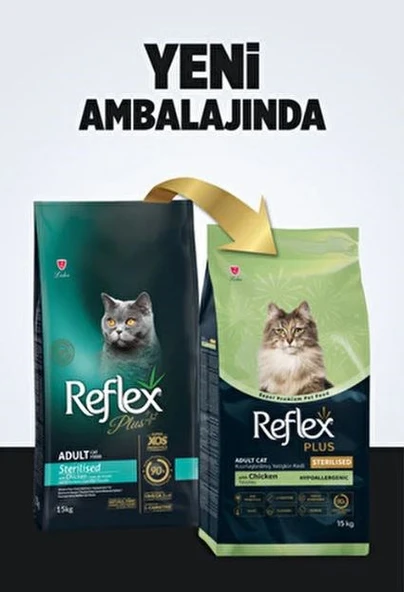 Reflex Plus Sterilised Tavuklu Kısırlaştırılmış Yetişkin Kedi Maması 15 KG - 1