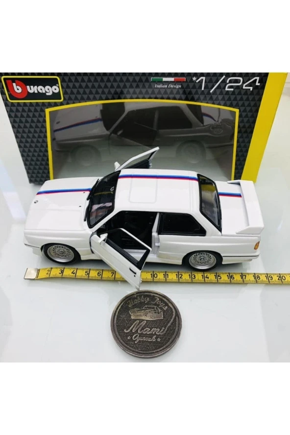 Yeni - New 1988 BMW M3 (E30) White 1:24 Ölçek Burago Marka - 8