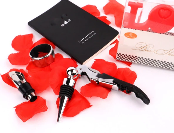 Premium Kutulu Şarap Kadeh Bardağı Tirbüşon Seti Mum Şarap Tadım Defteri Seti - 3