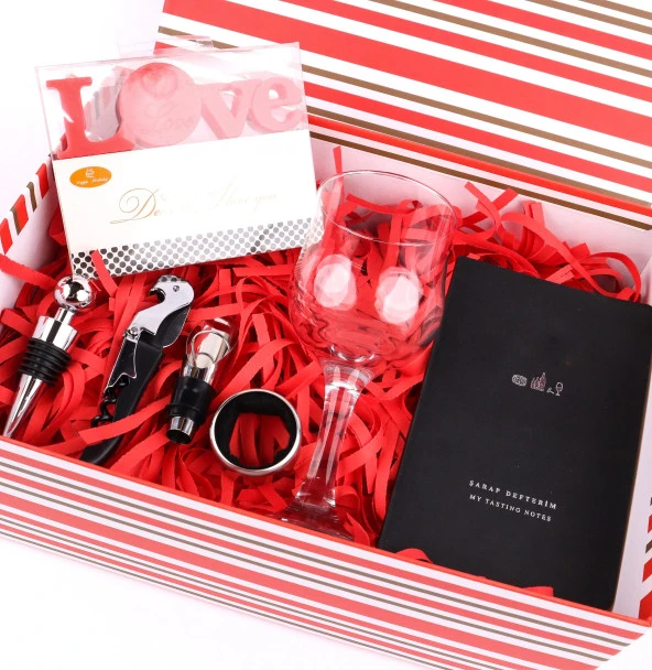 Premium Kutulu Şarap Kadeh Bardağı Tirbüşon Seti Mum Şarap Tadım Defteri Seti - 5