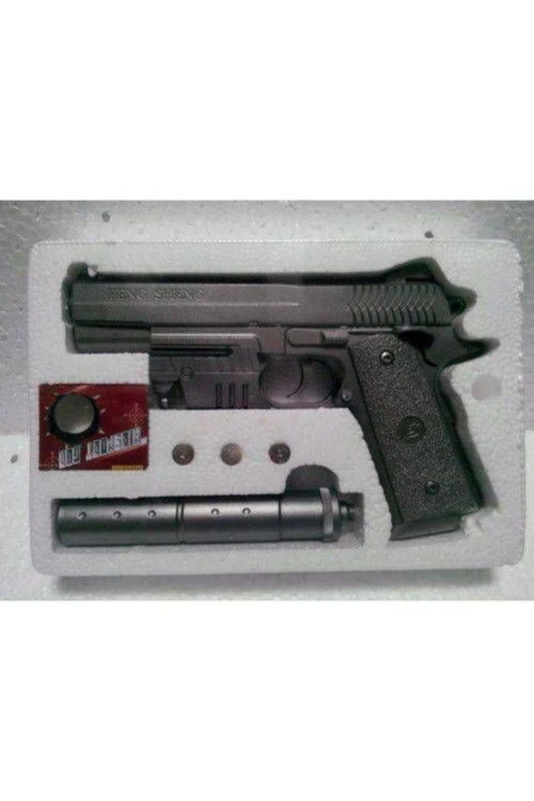 Susturuculu Boncuk Atan Silah Oyuncak Boncuk Atan Tabanca Desert Eagle Lazerli Susturuculu 37 Cm - 2