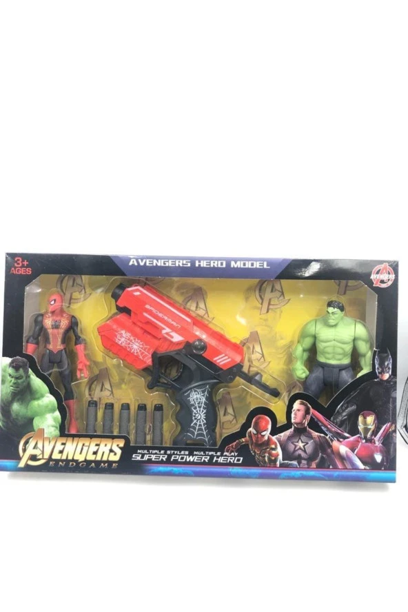Avengers Hulk, Spiderman Figür Ve Spiderman Tabanca Kutulu Set - Tuka ürün görseli 1
