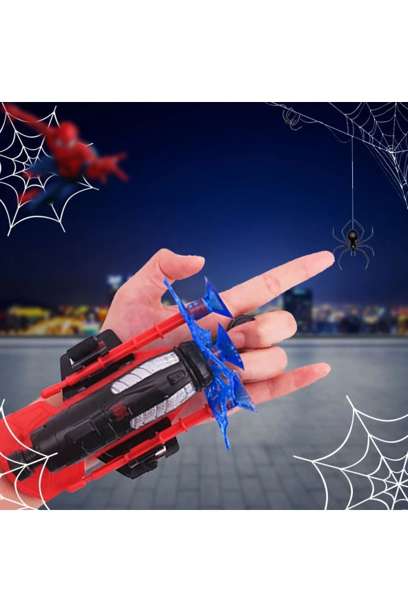 Ağ Atan Spiderman Bileklik Vantuz Fırlatan Ok Atan Örümcek Adam Oyuncak Fırlatıcı Seti