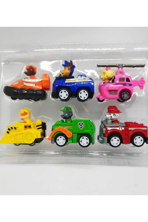 6 Arabalı Paw Patrol Devriye Köpekleri Çek Bırak Pav Petrol Oyuncak