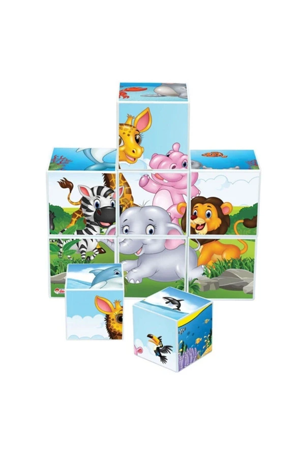 Baby Puzzle Cubes Bebek Resimli Küpler 9 Parça Yapboz Küp Eğitici Kız Erkek Çocuk Oyuncak Orijinal - 3