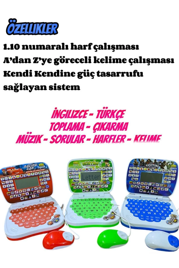 Süper Kahramanlar Eğitici Oyuncak Bilgisayar Oyuncak Laptop Türkçe İngilizce 100 Fonksiyonlu