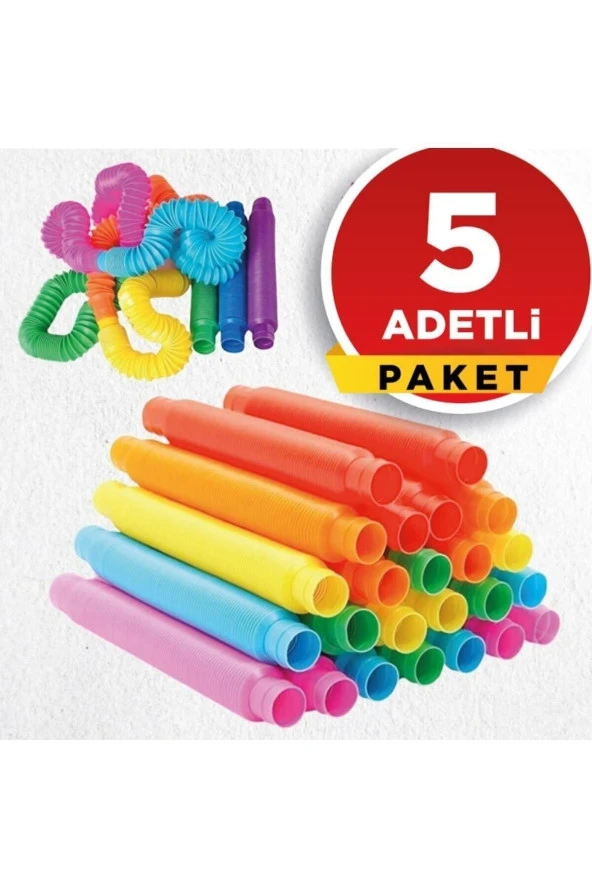 Pop Tubes Pop Tube Popit 5 Adet Esnek Tüp Boru Eğitici Duygusal Oyuncak