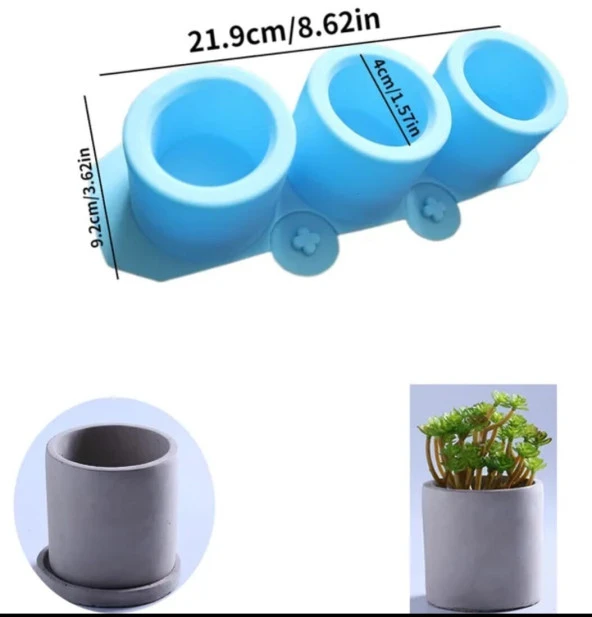 Üçlü Sükulent Saksı Kalıbı - Resim 2