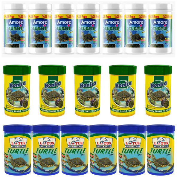 Amore Turtle Food Sticks 7x125ml, Bonisa 5x100ml, Lotus 6x100ml Su Kaplumbağası Yüzen Yemi