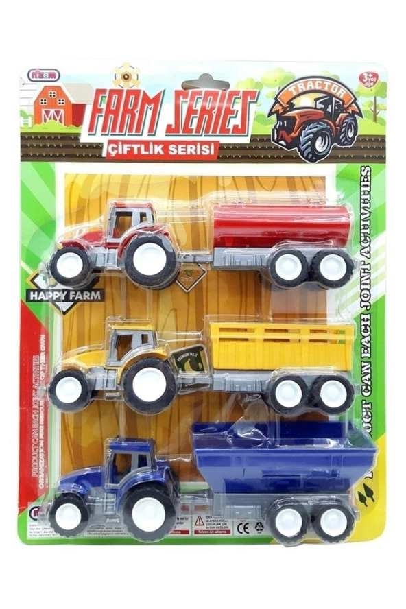 Farm Series Oyuncak Traktör Seti 3'lü Oyuncak Traktör Set