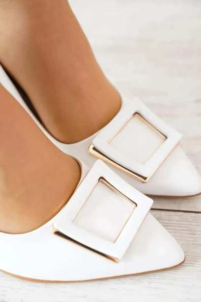 Feles Kare Toka Detaylı Stiletto Kadın Topuklu Ayakkabı - 3