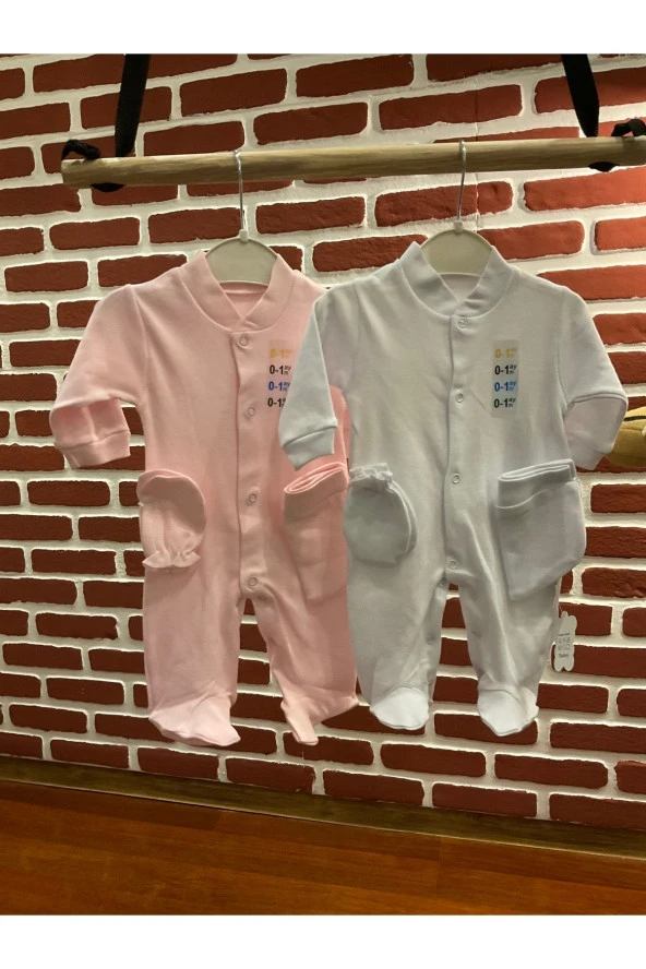 1-3-6-9 Ay Eldivenli Şapkalı Düz Tulum - 4