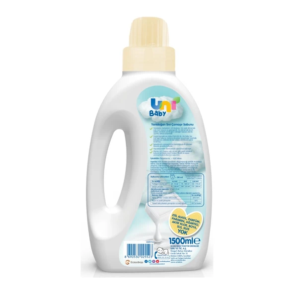 Uni Baby Yeni Doğan Çamaşır Deterjanı/Sabunu 1500ML (Sarı) (4 Lü Set) - 2