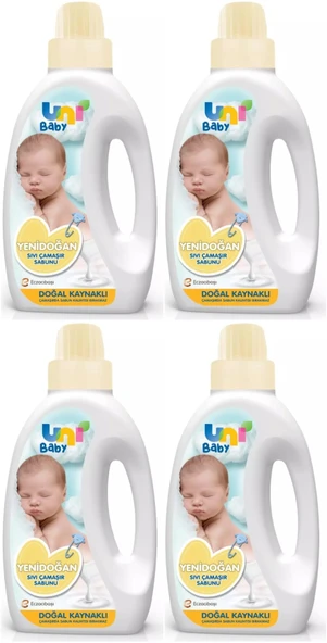 Uni Baby Yeni Doğan Çamaşır Deterjanı/Sabunu 1500ML (Sarı) (4 Lü Set)