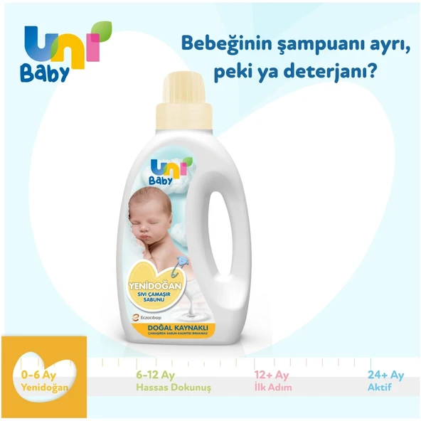 Uni Baby Yeni Doğan Çamaşır Deterjanı/Sabunu 1500ML (Sarı) (5 Li Set) - 4