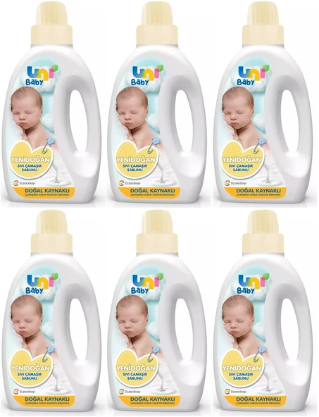 Uni Baby Yeni Doğan Çamaşır Deterjanı/Sabunu 1500ML (Sarı) (6 Lı Set)