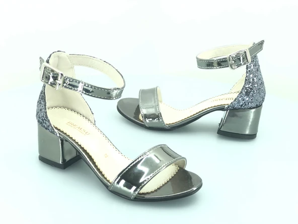 İremsu 9989 Tek bant Arkası Simli Topuklu Çocuk Ayakkabı - Resim 5