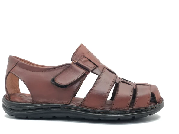 Kocamanlar %100 Hakiki Deri Tam Ortapedik Erkek Sandalet - 8