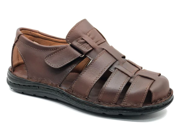 Kocamanlar %100 Hakiki Deri Tam Ortapedik Erkek Sandalet - 3