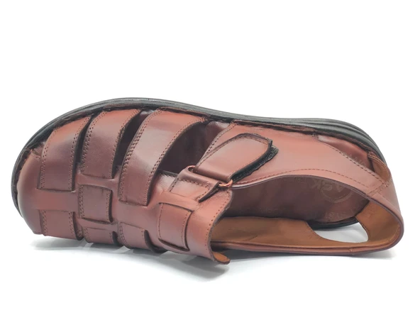 Kocamanlar %100 Hakiki Deri Tam Ortapedik Erkek Sandalet - 10