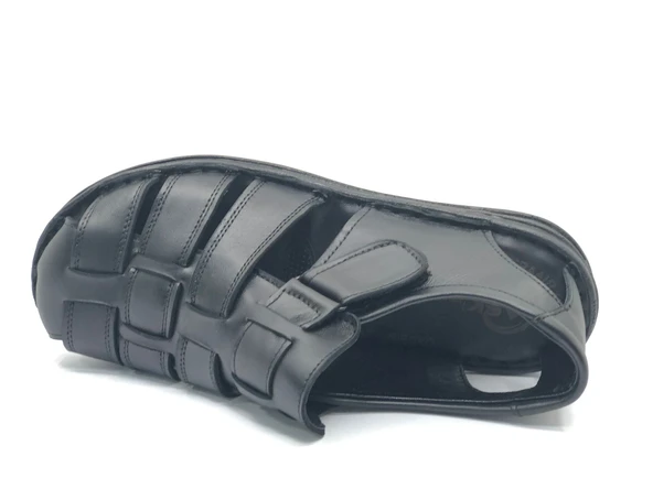 Kocamanlar %100 Hakiki Deri Tam Ortapedik Erkek Sandalet - 5