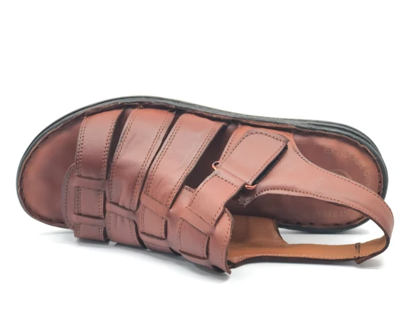 Kocamanlar %100 Hakiki Deri Tam Ortapedik Erkek Sandalet - 9