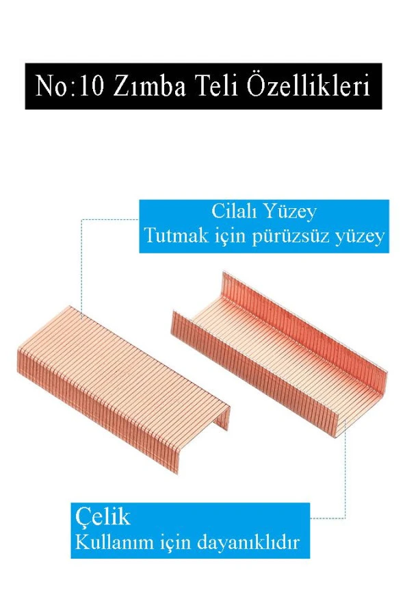 Zımba Teli Küçük No:10 1000 li Bakır Sarı 2 Paket Küçük Delta Zımba Teli 15 Yaprak Zımbalama Kapasiteli Büro Ofis Okul - 4