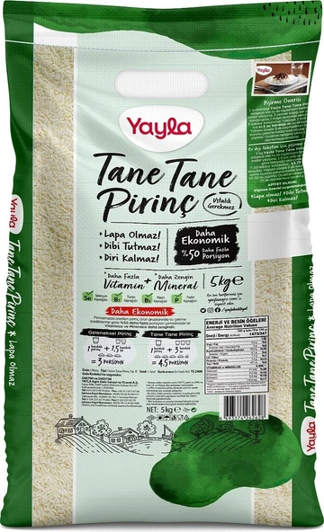 Yayla Dökme Çuval Tane Tane Pirinç 5 kg