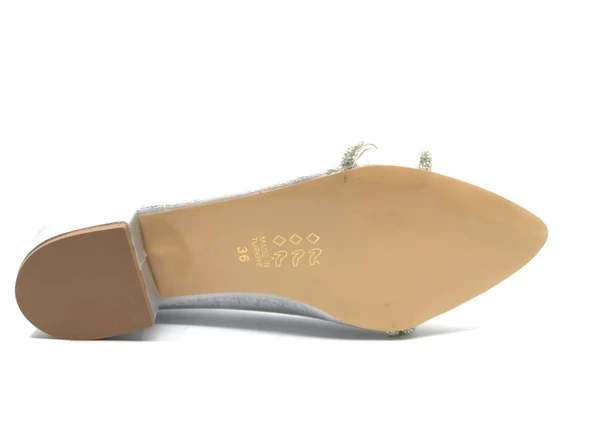 Mehtap Çift Şerit Taş Detaylı 4 cm Topuklu Kadın Klasik Ayakkabı - Resim 10