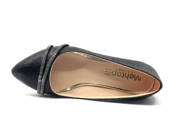 Mehtap Çift Şerit Taş Detaylı 4 cm Topuklu Kadın Klasik Ayakkabı - Resim 5