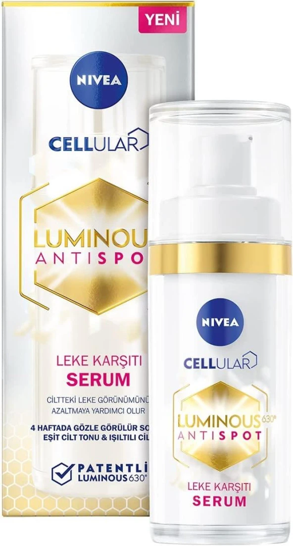 NIVEA Luminous630 Leke Karşıtı Serum 30 ml, Güneş, Hamilelik ve Ergenlik Lekeleri için Cilt Serumu, Eşit Cilt Tonu, Tüm Cilt Tipleri