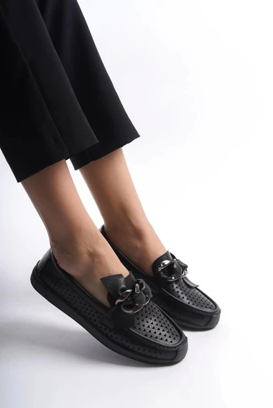 Feles Delikli Loafer Kadın Babet - 6