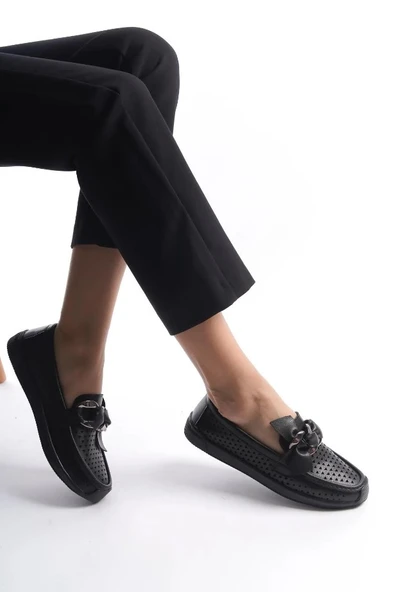 Feles Delikli Loafer Kadın Babet - 7