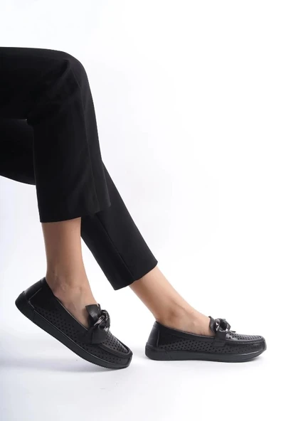 Feles Delikli Loafer Kadın Babet - 8